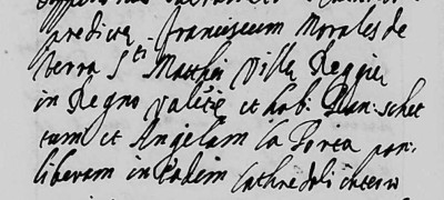 Marriage Record church Palermo Cathedral img600 num44 - Franciscum Morales + Angelam La Porta marriage 16321228excerpt.JPG