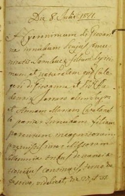 Marriage record of Girolamo DiGiovanna and Anna Maria Catalanello, page 1.jpg