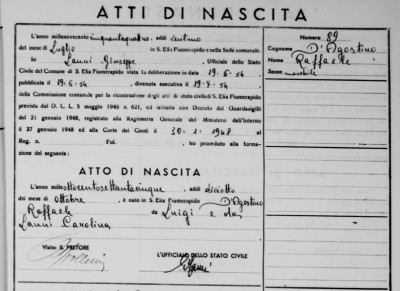 Raffaele birth record.JPG