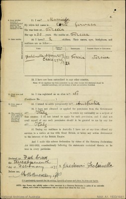 Giovanni Falcinella 1933 Naturalisation Declaration Page 2.jpg