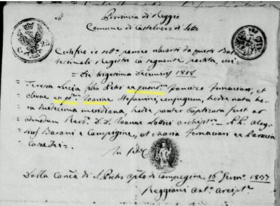 1818 Birth Extract Lucia Fornaciari Highlighted.jpg