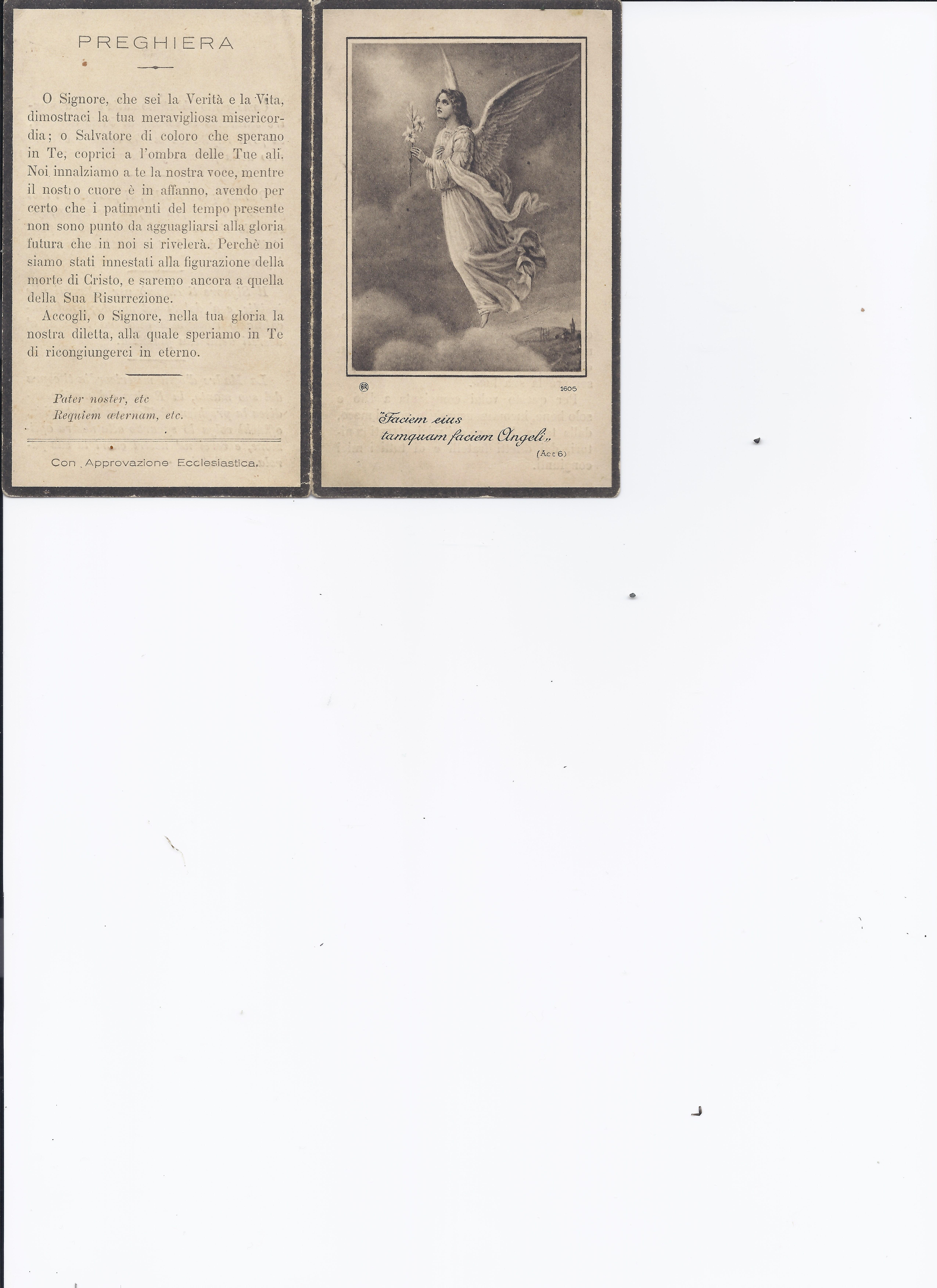 (Memorial?) card - front &amp; back pages - Licia Cantagalli